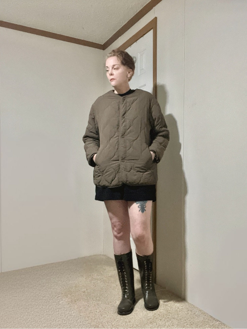 Olive Green Quilted Large Women's Jacket